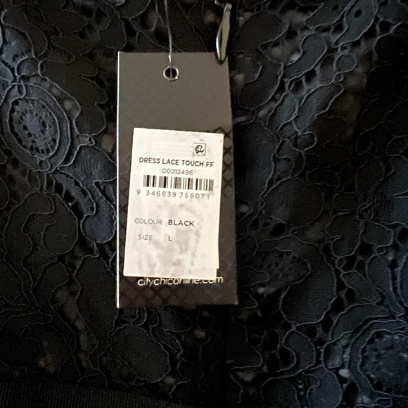 City Chic Black Lace Touch Dress NWT - Picture 7 of 7